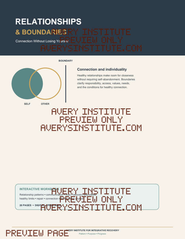 Relationships And Boundaries printable recovery workbook preview