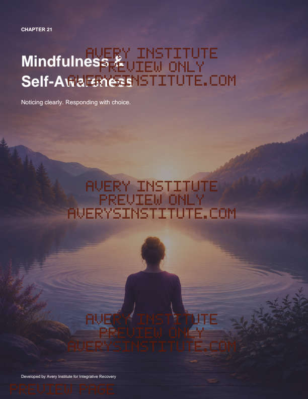 Mindfulness and Self-Awareness printable recovery workbook preview