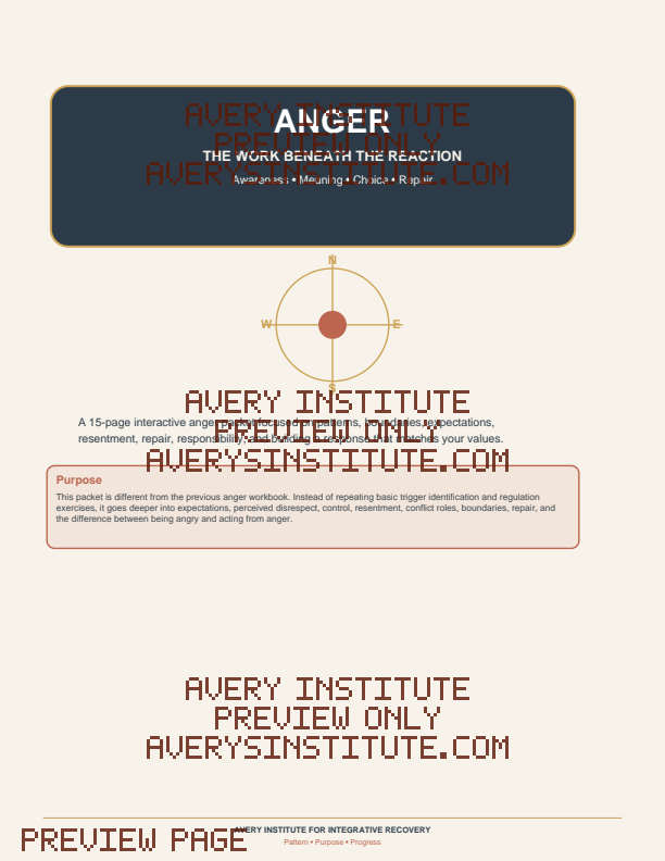 Anger without Losing Yourself printable recovery workbook preview