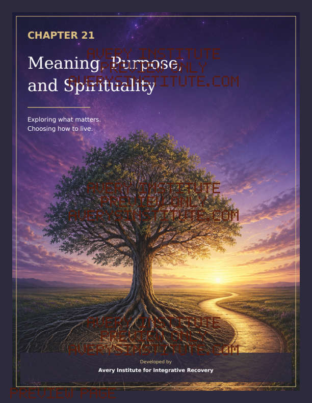 Meaning, Purpose, and Spirituality: Guided Reflection Workbook printable recovery workbook preview